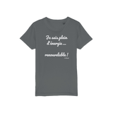 T-shirt bio enfant " JE SUIS PLEIN D'ENERGIE RENOUVELABLE"