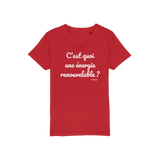 T-shirt bio enfant "C'EST QUOI UNE ENERGIE RENOUVELABLE"