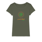 T-shirt bio femme "JE SUIS LE CLIMAT" soleil vert caramel