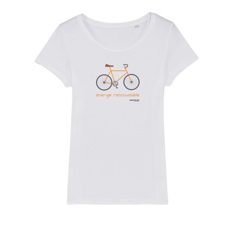 T-shirt bio femme "ENERGIE RENOUVELABLE" vélo orange