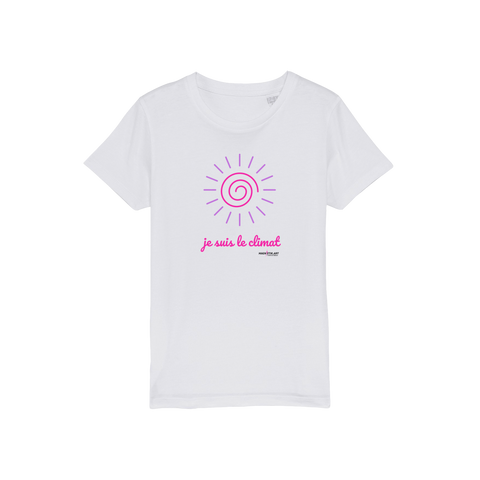 T-shirt bio enfant "JE SUIS LE CLIMAT" soleil rose