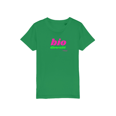 T-shirt bio enfant "BIO DIVERSITE" rose et vert