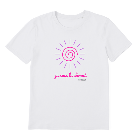 T-shirt bio unisex "JE SUIS LE CLIMAT" soleil rose