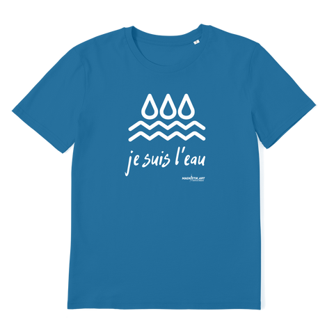 T-shirt bio unisex "JE SUIS L'EAU" goutte blanc