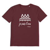 T-shirt bio unisex "JE SUIS L'EAU" goutte blanc