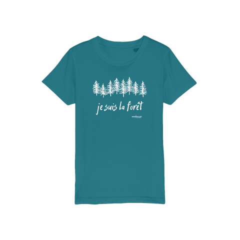 T-shirt bio enfant "JE SUIS LA FORET" sapin blanc