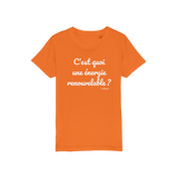 T-shirt bio enfant "C'EST QUOI UNE ENERGIE RENOUVELABLE"