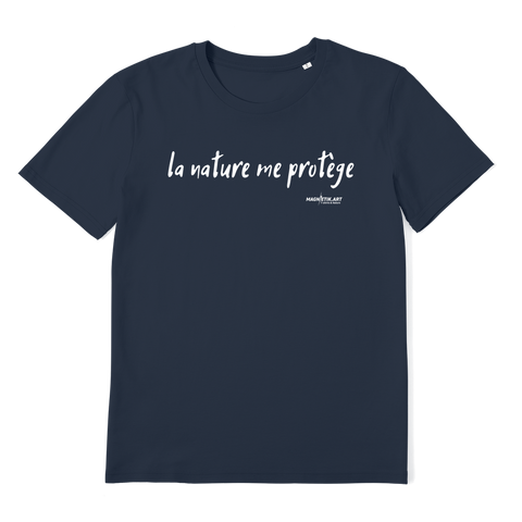 T-shirt bio unisex "LA NATURE ME PROTEGE" blanc