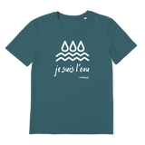 T-shirt bio unisex "JE SUIS L'EAU" goutte blanc