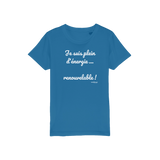 T-shirt bio enfant " JE SUIS PLEIN D'ENERGIE RENOUVELABLE"