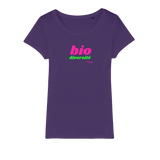 T-shirt bio femme "BIO DIVERSITE" rose et vert