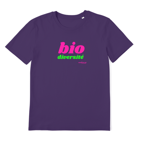 T-shirt bio unisex "BIO DIVERSITE" rose et vert