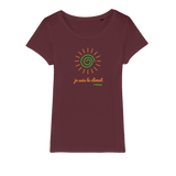 T-shirt bio femme "JE SUIS LE CLIMAT" soleil vert caramel