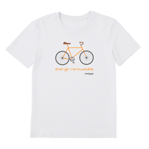 T-shirt bio unisex "ENERGIE RENOUVELABLE" vélo orange