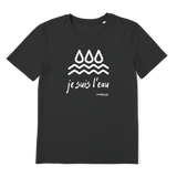 T-shirt bio unisex "JE SUIS L'EAU" goutte blanc